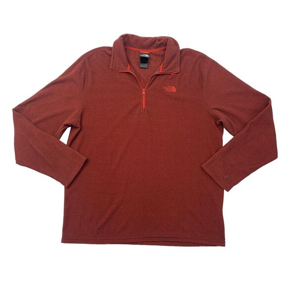 The North Face Fleece Sweater Mens L Large Brick Red Polartec Thermal Pro - Picture 1 of 12